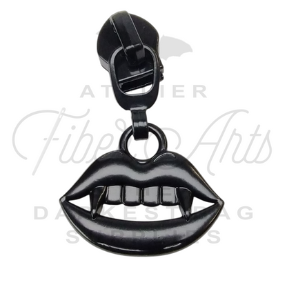 #5 Bite Me Zipper Pulls in Matte Black at Atelier Fiber Arts