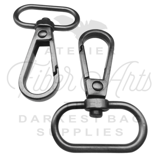 Swivel Hooks - Oval Bottom - 25mm (1in) - Antique Steel - 2 pcs at Atelier Fiber Arts