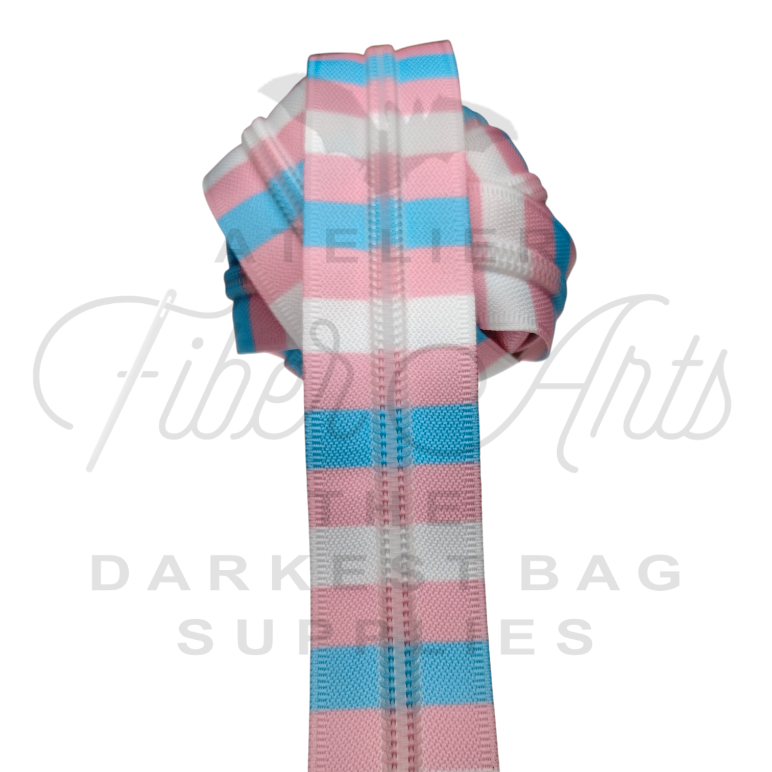 #5 Zipper - Trans Pride Stripes - DTM Teeth at Atelier Fiber Arts
