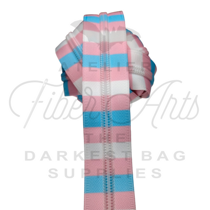 #5 Zipper - Trans Pride Stripes - DTM Teeth at Atelier Fiber Arts