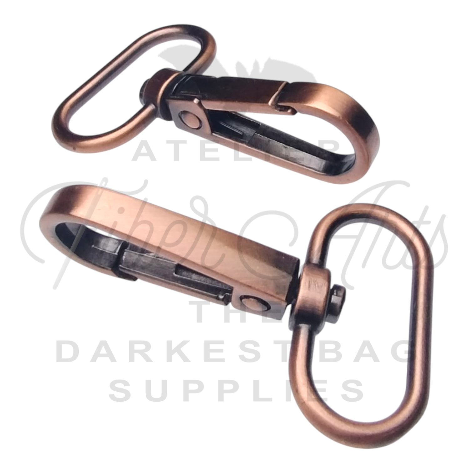 Swivel Hooks - Oval Bottom - 25mm (1in) - Antique Copper - 2 pcs at Atelier Fiber Arts
