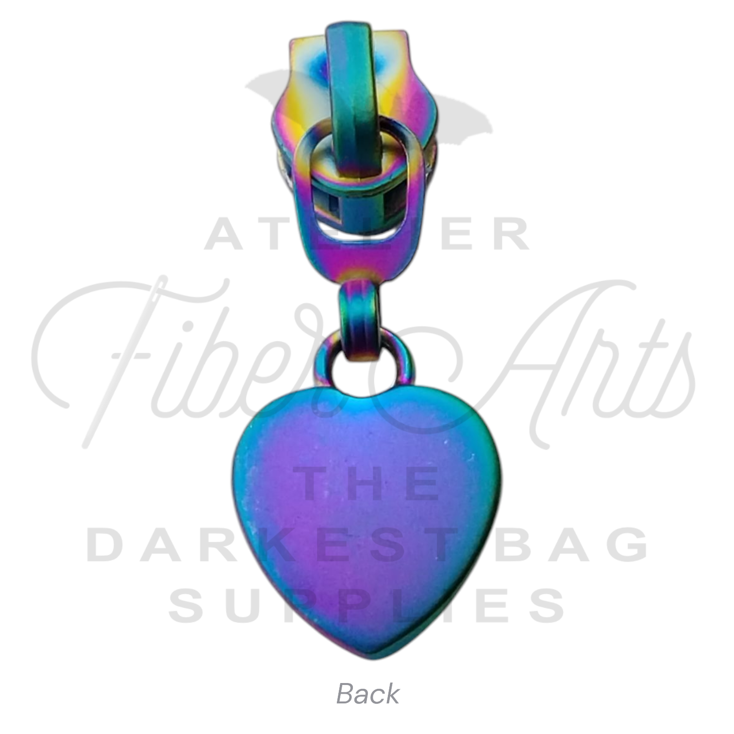 #5 Heart Zipper Pulls in Matte Rainbow at Atelier Fiber Arts