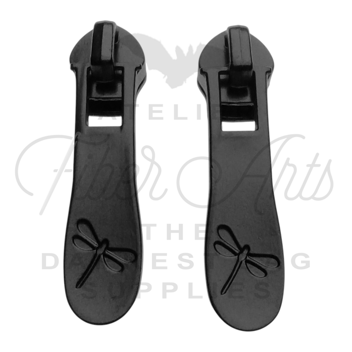#5 Dragonfly Zipper Pulls in Matte Black at Atelier Fiber Arts