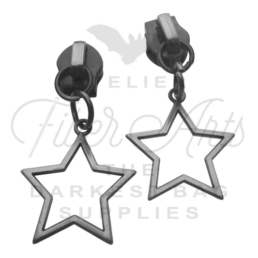 #5 Star Zipper Pulls in Antique Steel at Atelier Fiber Arts