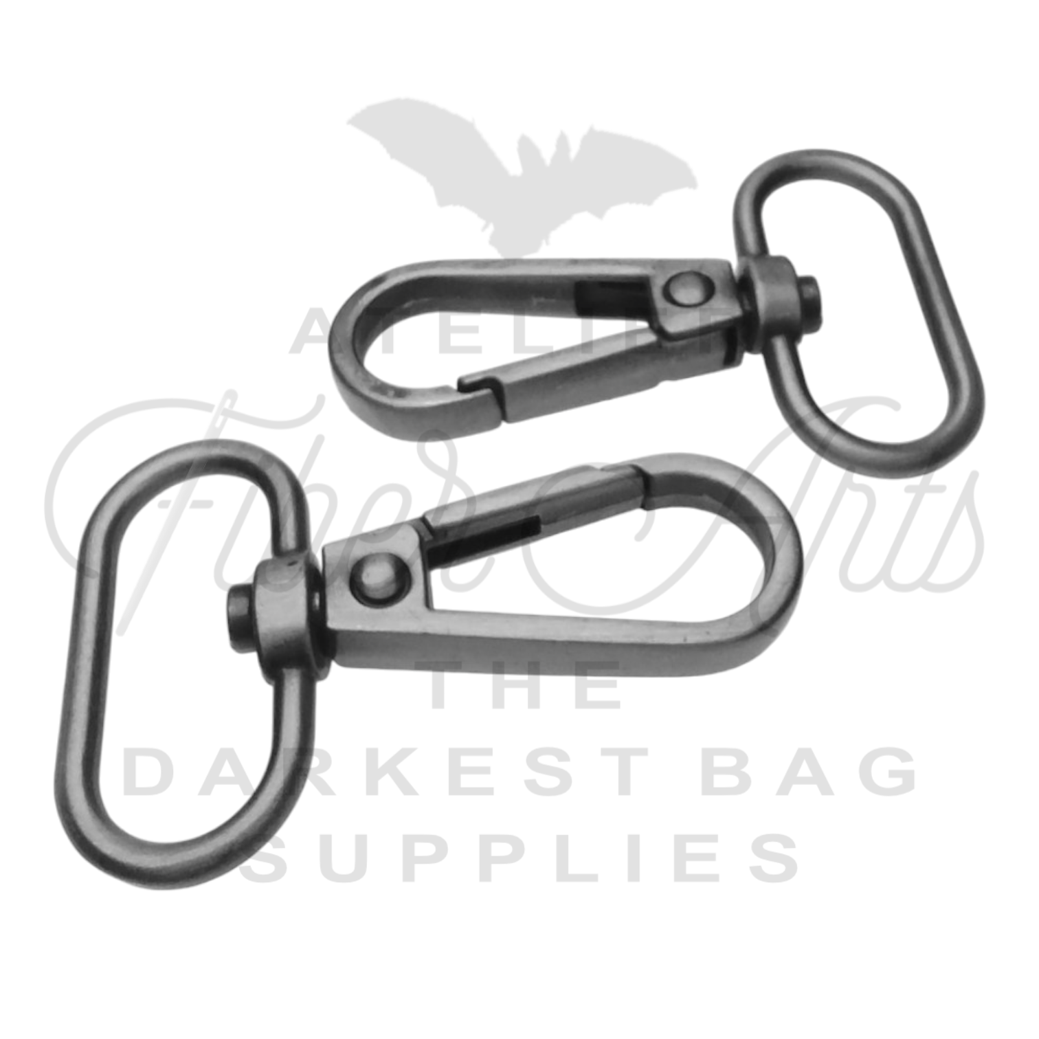 Swivel Hooks - Oval Bottom - 25mm (1in) - Antique Steel - 2 pcs at Atelier Fiber Arts