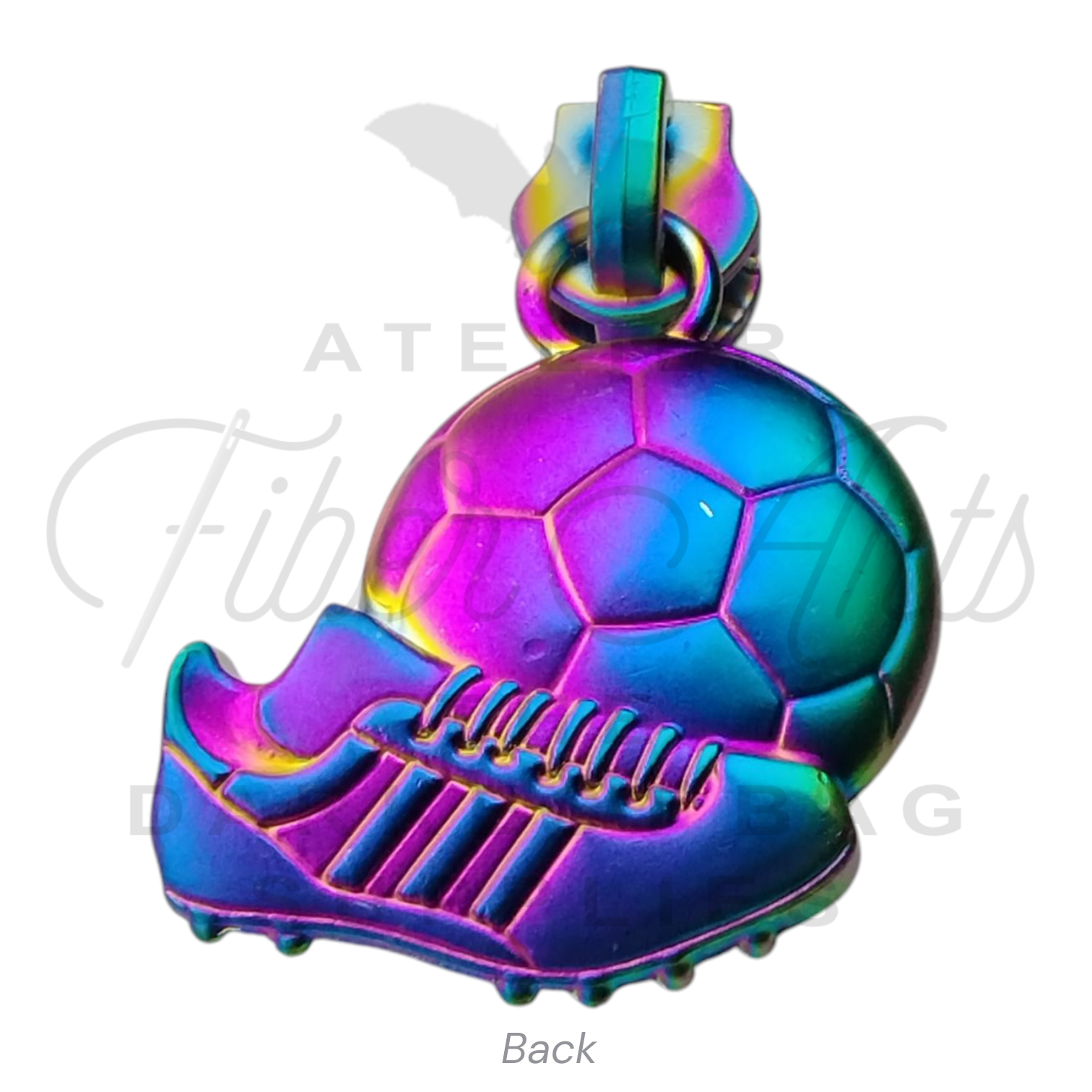 #5 Soccer Zipper Pulls in Matte Rainbow at Atelier Fiber Arts