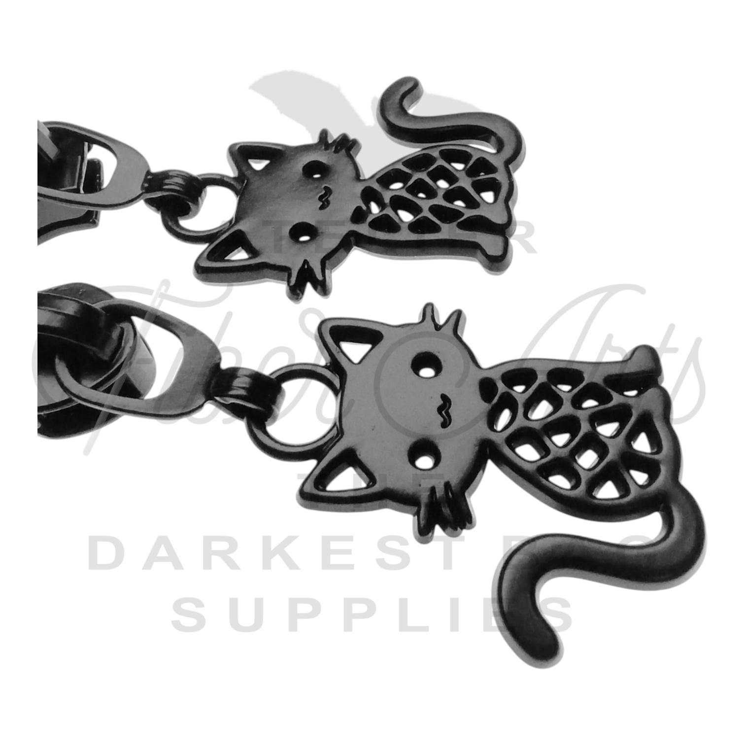 #5 Holey Cats Zipper Pulls in Matte Black at Atelier Fiber Arts