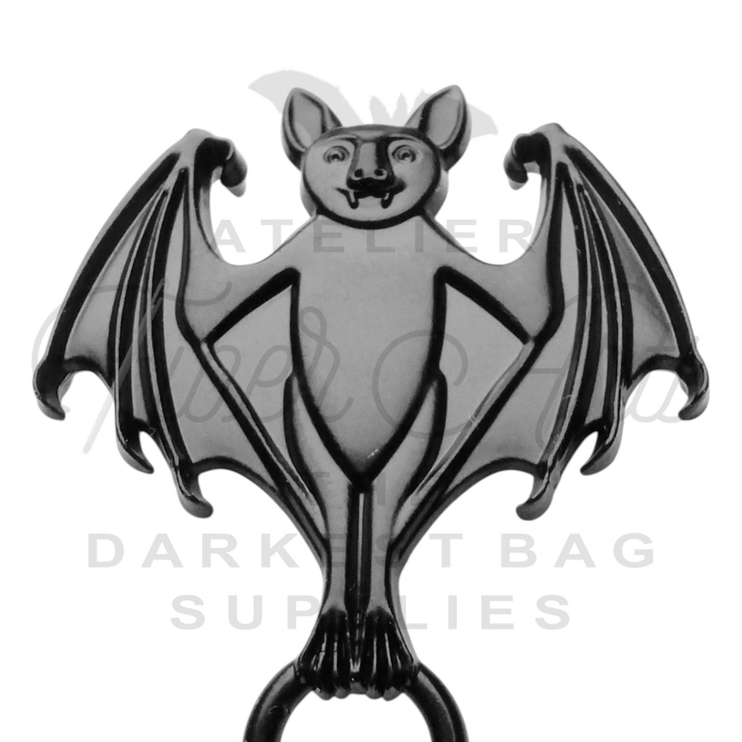 #5 Hanging Bat Zipper Pulls in Matte Black at Atelier Fiber Arts