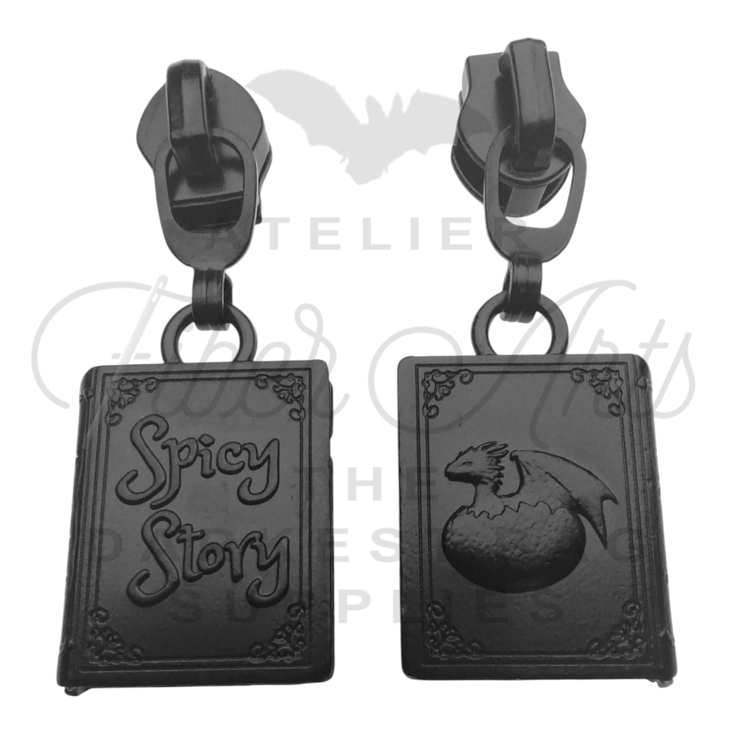 #5 Spicy Story Zipper Pulls in Matte Black at Atelier Fiber Arts