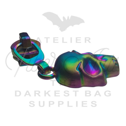 #5 Coy Skull Zipper Pulls in Matte Rainbow at Atelier Fiber Arts