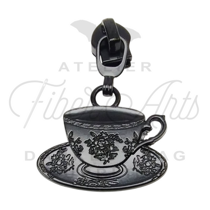 #5 Tea'd Off Zipper Pulls in Matte Black at Atelier Fiber Arts