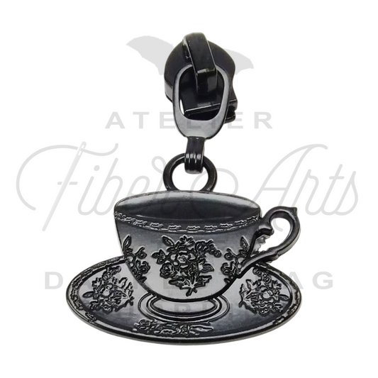 #5 Tea'd Off Zipper Pulls in Matte Black at Atelier Fiber Arts