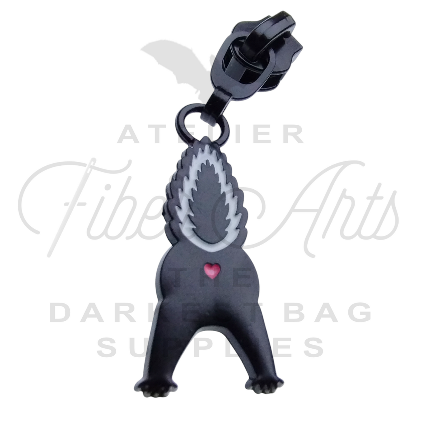 #5 Stinker Zipper Pulls in Matte Black and Enamel at Atelier Fiber Arts