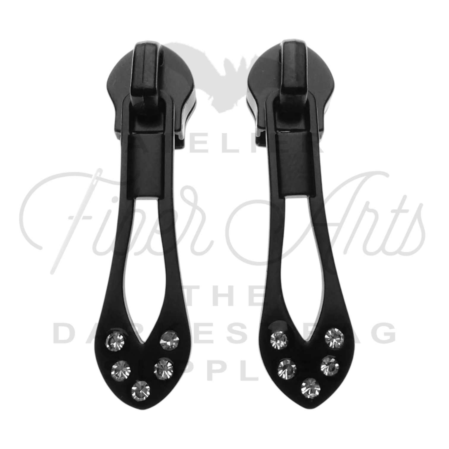 #5 Bedazzled Zipper Pulls in Matte Black at Atelier Fiber Arts