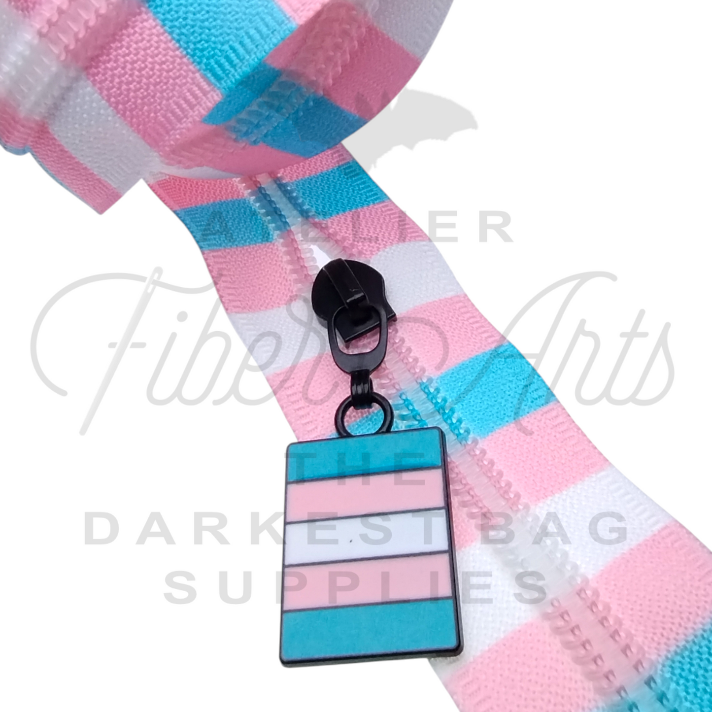 #5 Zipper - Trans Pride Stripes - DTM Teeth at Atelier Fiber Arts