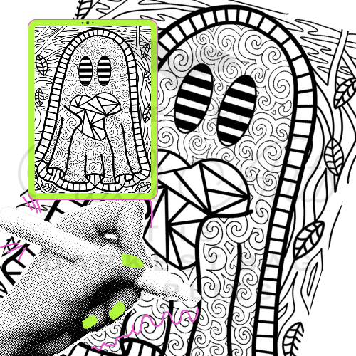 Colouring Page - Ghost Heart at Atelier Fiber Arts