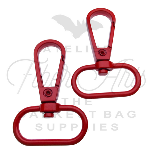 Swivel Hooks - Oval Bottom - 25mm (1in) - RED - 2 pcs at Atelier Fiber Arts