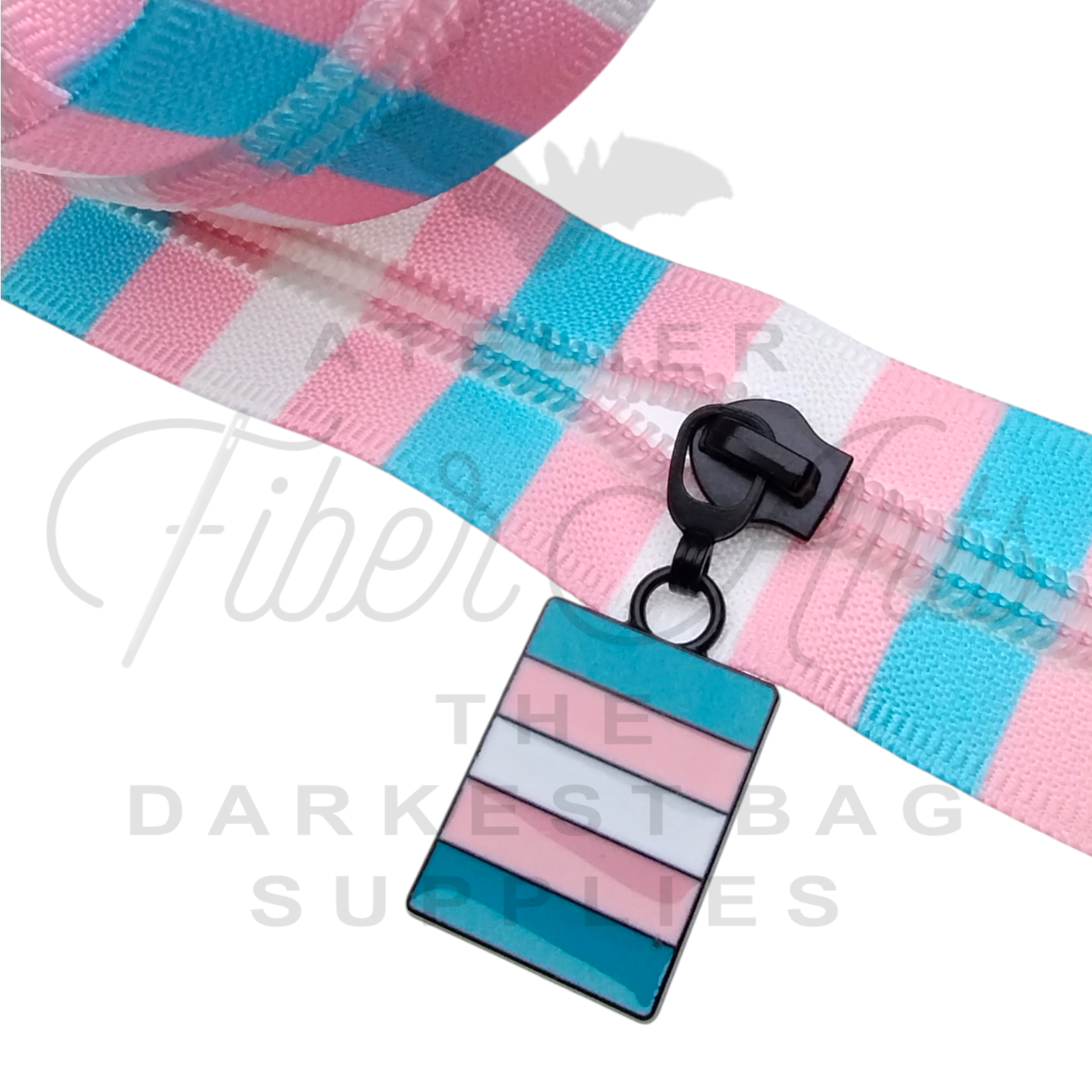 #5 Zipper - Trans Pride Stripes - DTM Teeth at Atelier Fiber Arts