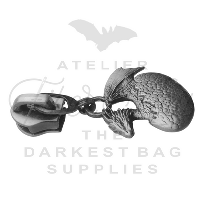 #5 Baby Dragon Zipper Pulls in Antique Steel at Atelier Fiber Arts