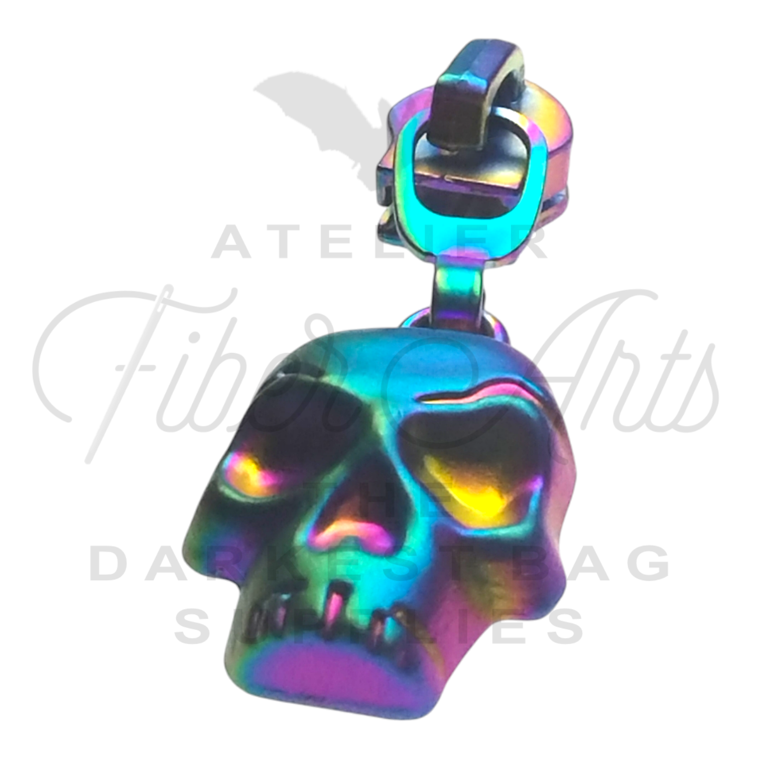#5 Coy Skull Zipper Pulls in Matte Rainbow at Atelier Fiber Arts