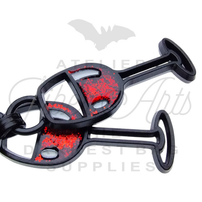 #5 Red Wine Zipper Pulls in Matte Black and Enamel at Atelier Fiber Arts