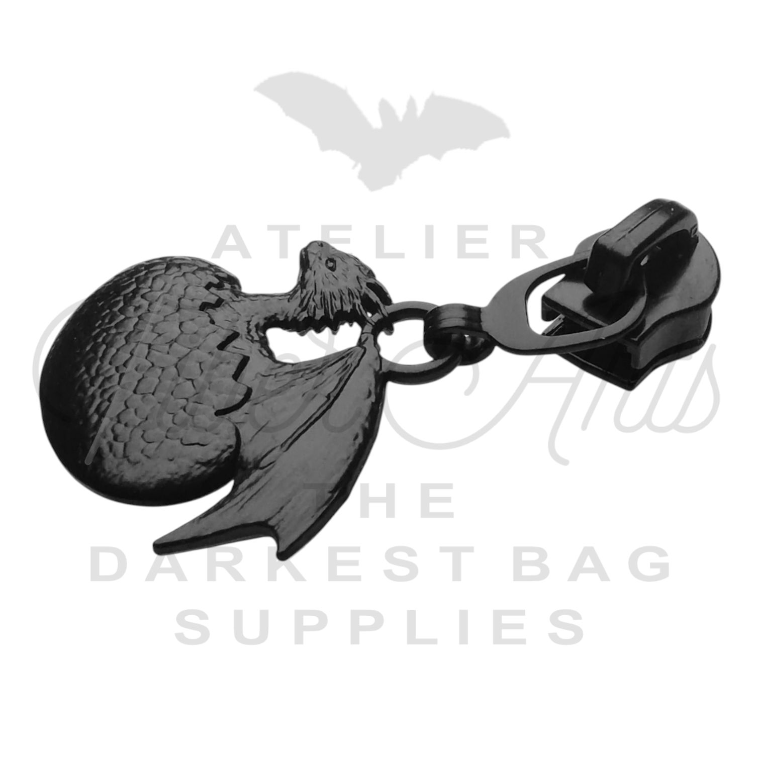 #5 Baby Dragon Zipper Pulls in Matte Black at Atelier Fiber Arts