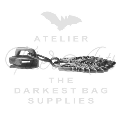 #5 Wolf Zipper Pulls in Antique Steel at Atelier Fiber Arts