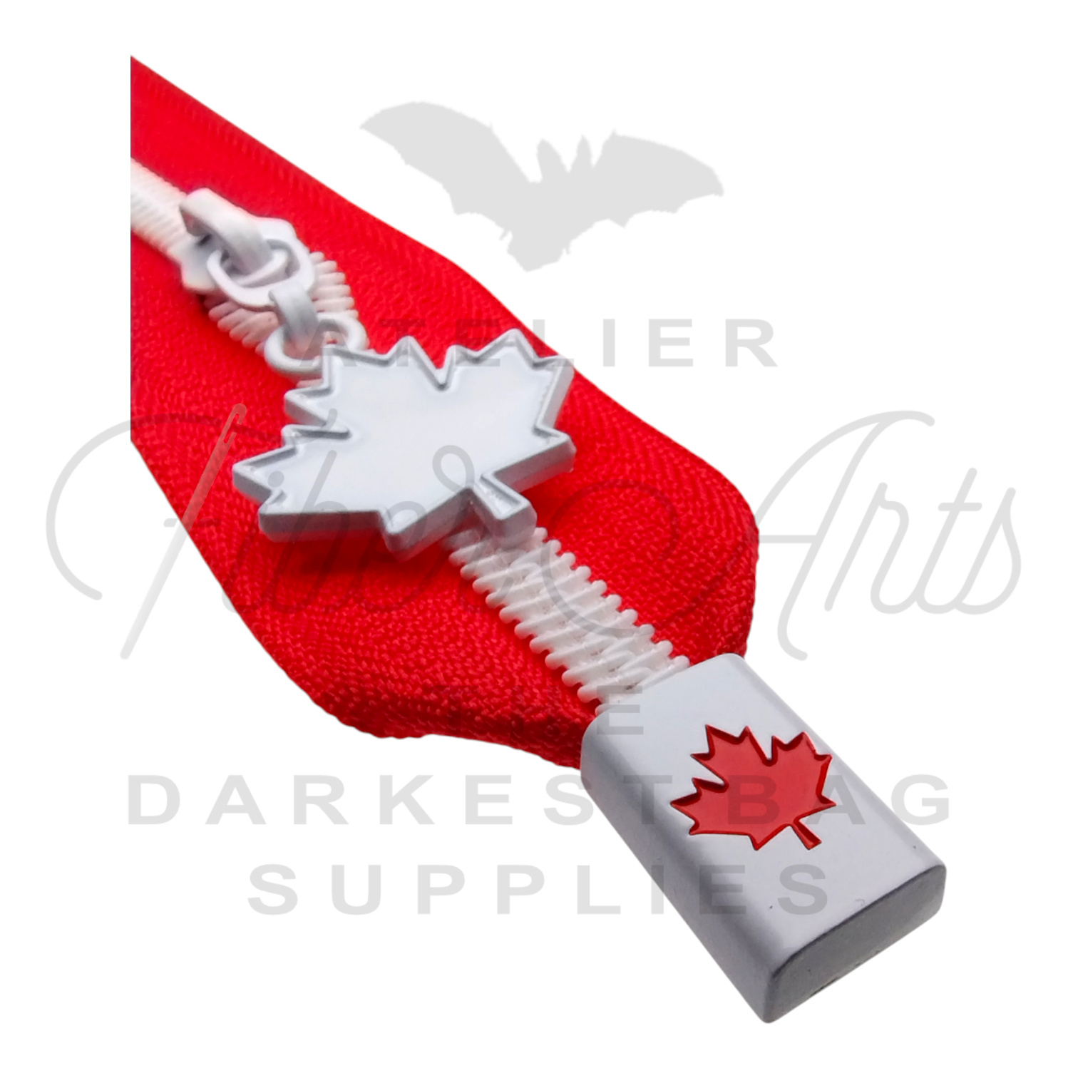 Zipper Ends - Matte White and Red Enamel at Atelier Fiber Arts