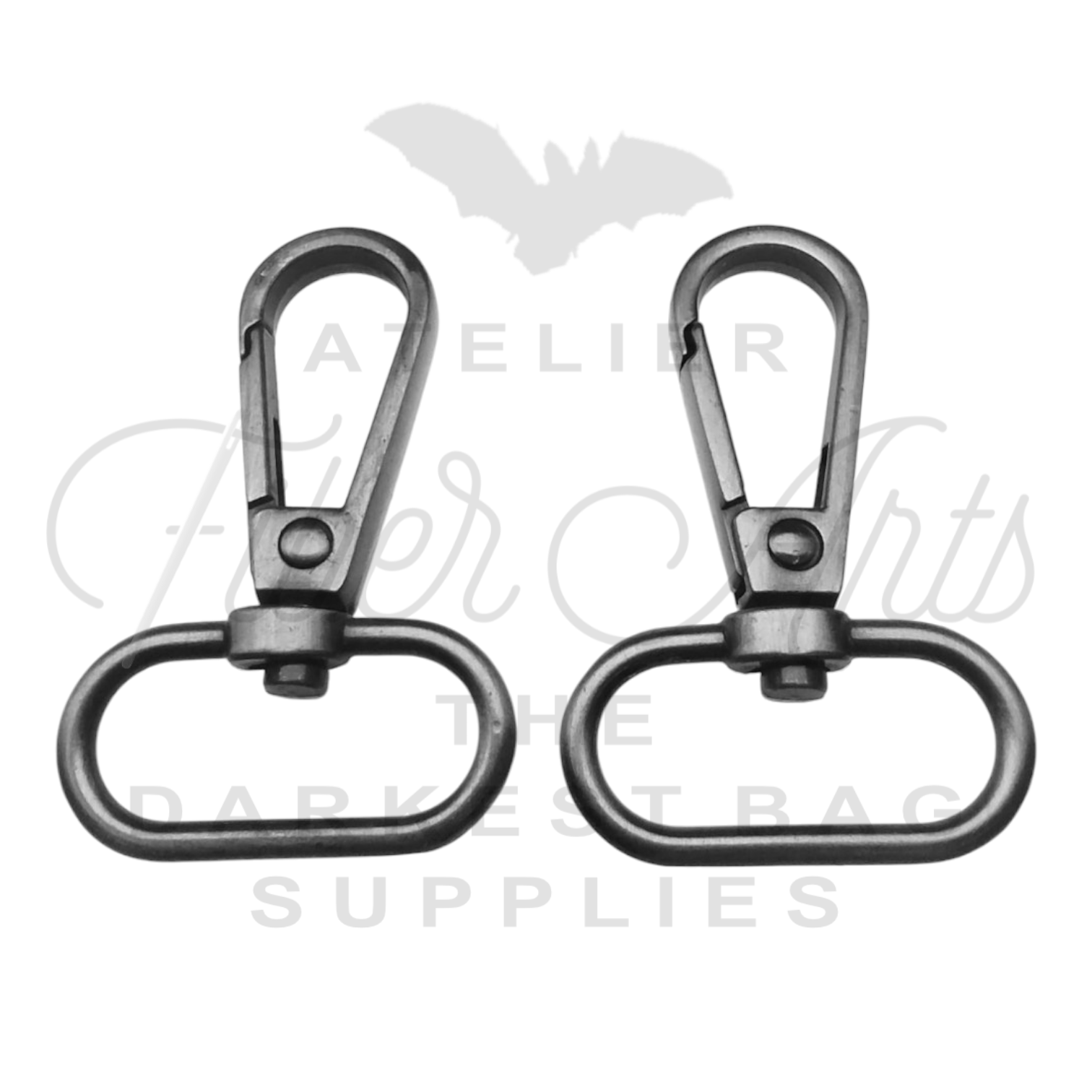Swivel Hooks - Oval Bottom - 25mm (1in) - Antique Steel - 2 pcs at Atelier Fiber Arts
