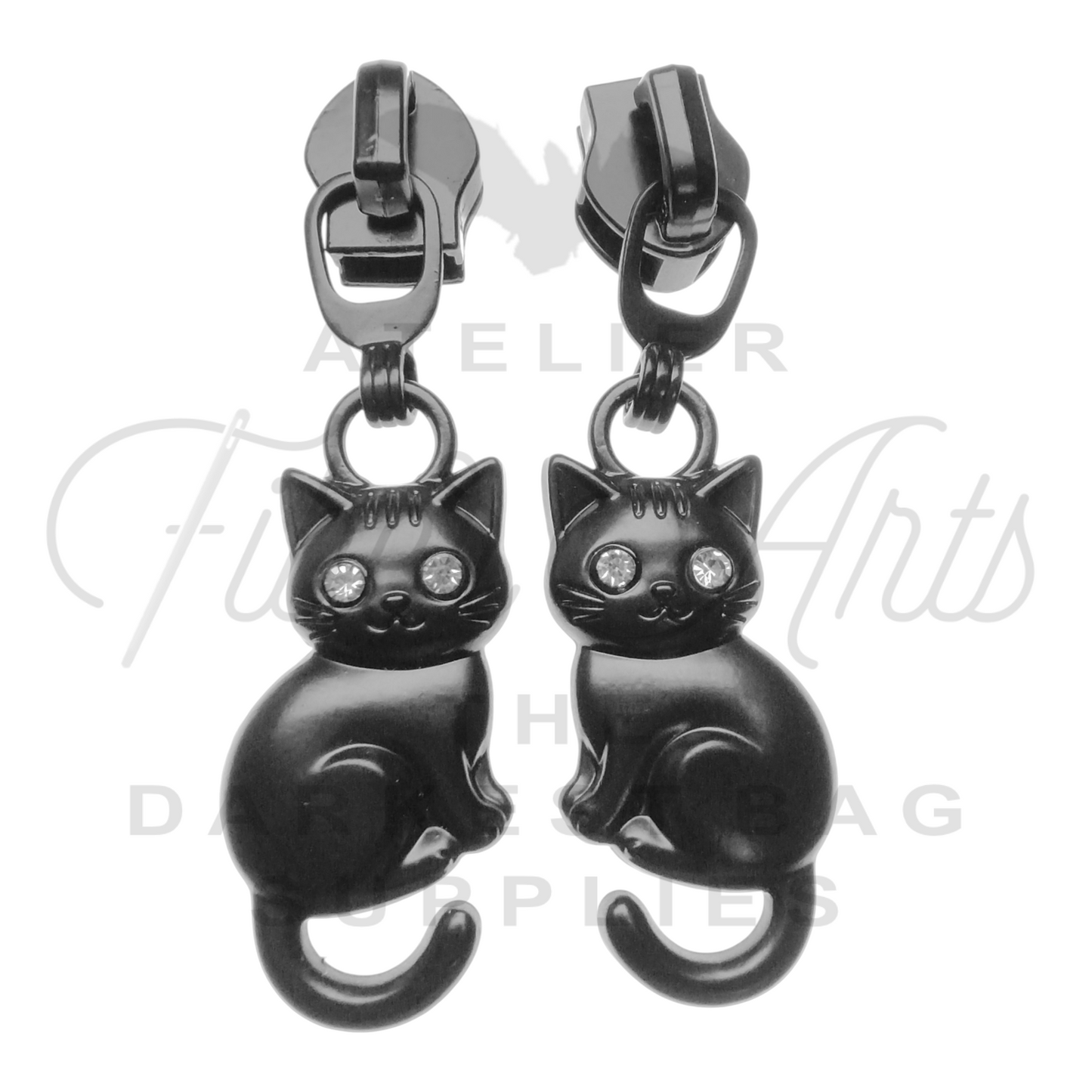 #5 Diamond Eyes Zipper Pulls in Matte Black at Atelier Fiber Arts