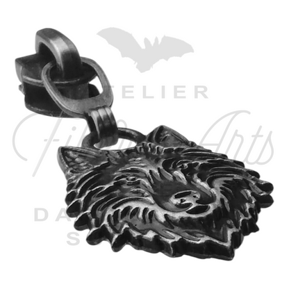 #5 Wolf Zipper Pulls in Antique Steel at Atelier Fiber Arts