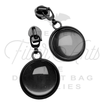 #5 Collabochons Zipper Pulls in Matte Black at Atelier Fiber Arts