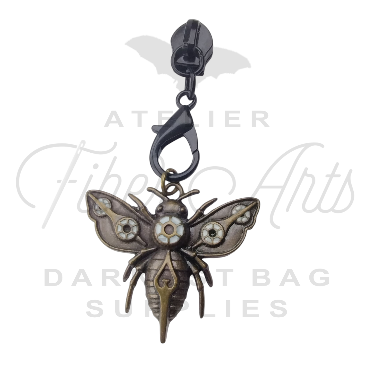 #5 Lobster Clasp 7mm Zipper Pulls in Matte Black at Atelier Fiber Arts