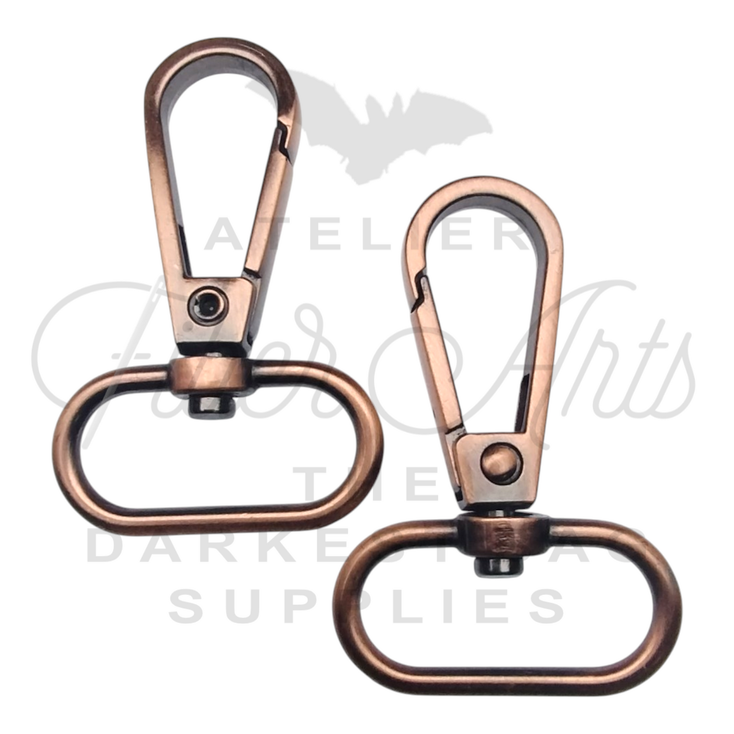 Swivel Hooks - Oval Bottom - 25mm (1in) - Antique Copper - 2 pcs at Atelier Fiber Arts