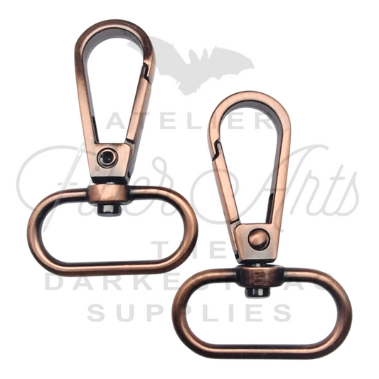 Swivel Hooks - Oval Bottom - 25mm (1in) - Antique Copper - 2 pcs at Atelier Fiber Arts