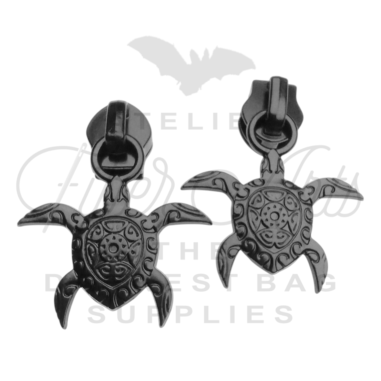 #5 Turtle Zipper Pulls in Matte Black at Atelier Fiber Arts