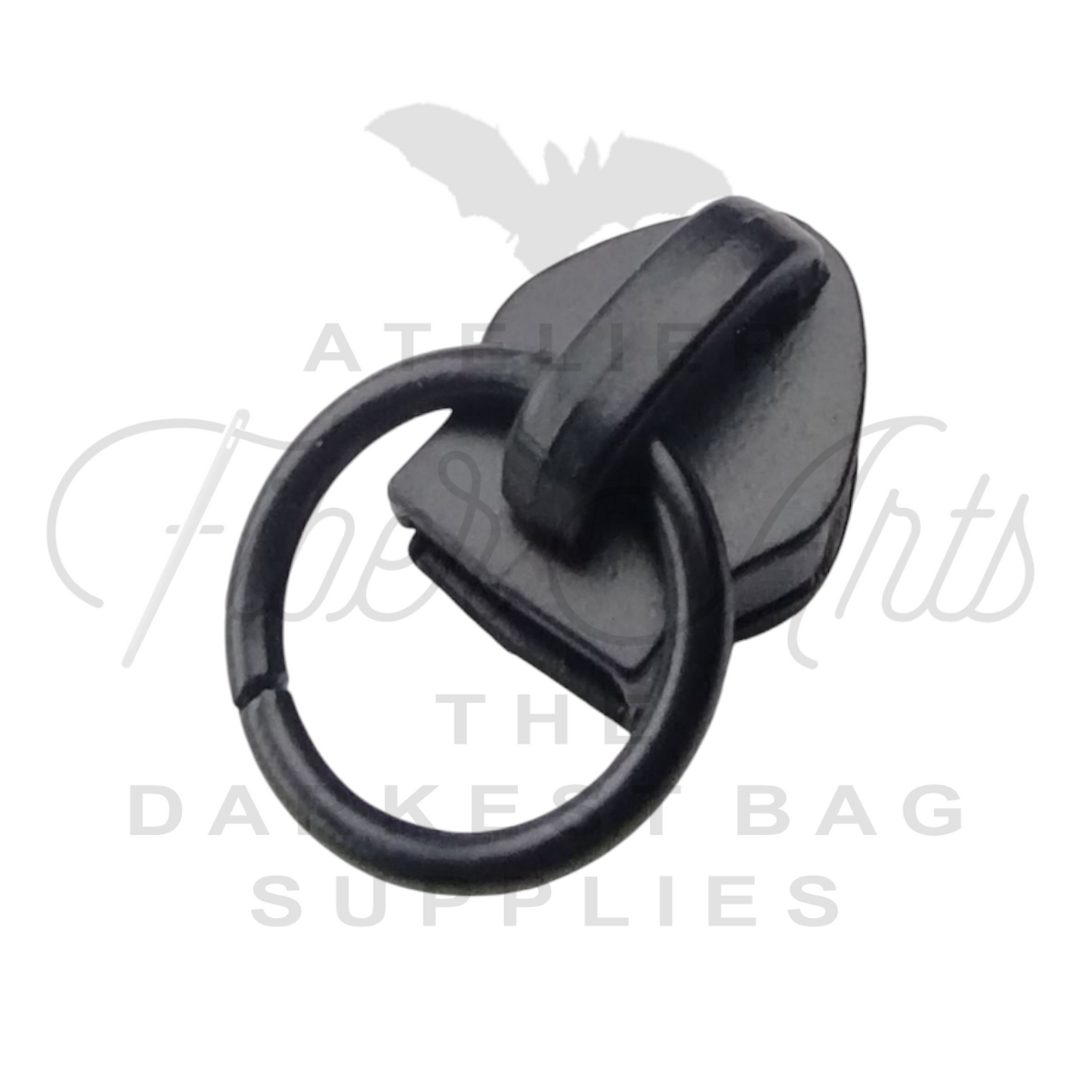 #5 Ring Pull Zipper Pulls in Matte Black at Atelier Fiber Arts