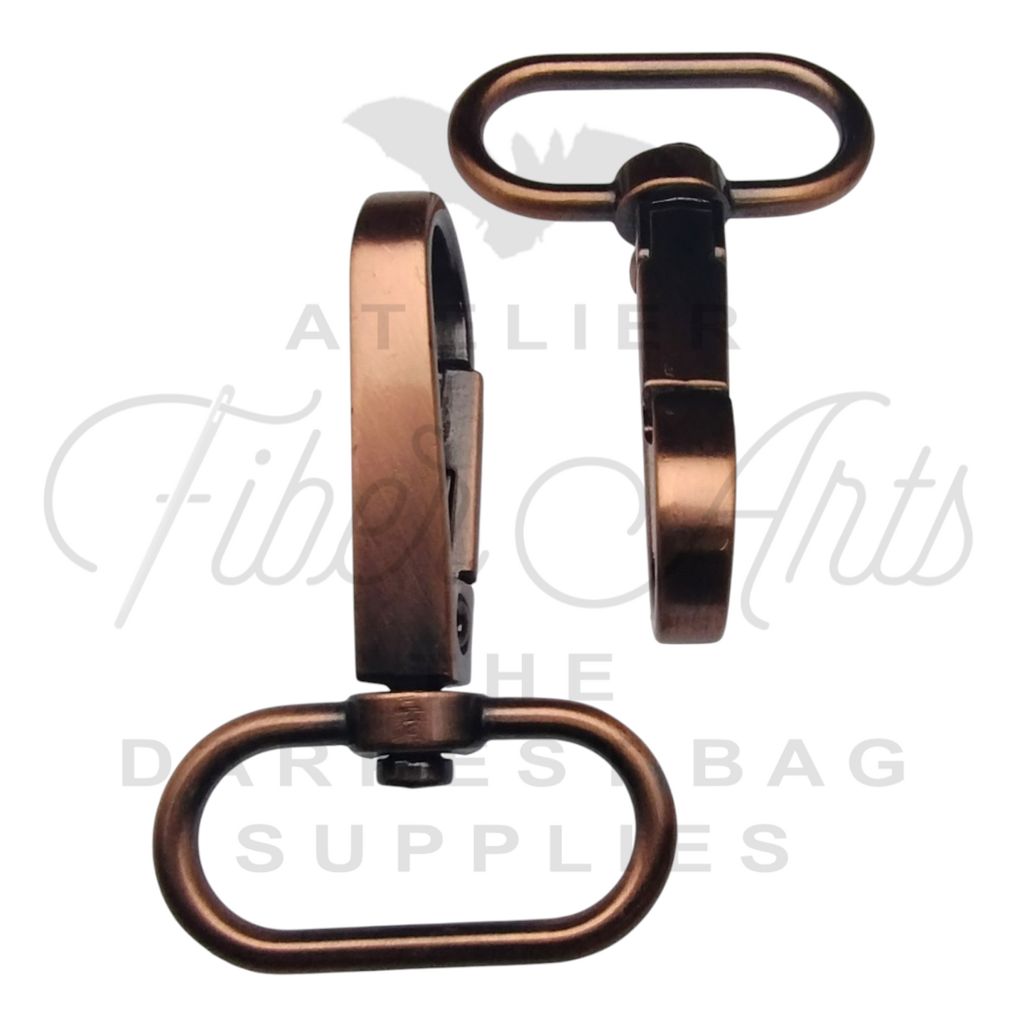 Swivel Hooks - Oval Bottom - 25mm (1in) - Antique Copper - 2 pcs at Atelier Fiber Arts