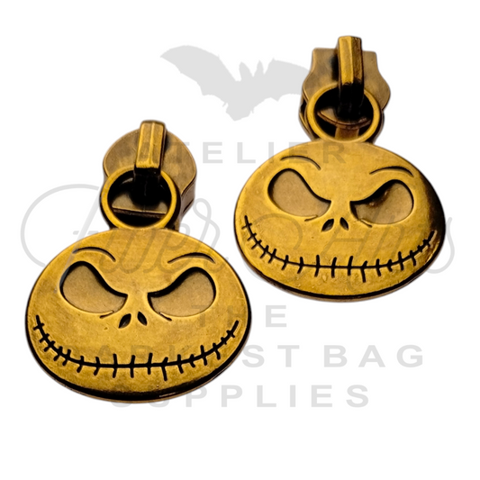 #5 Happy Jack Zipper Pulls in Antique Gold at Atelier Fiber Arts