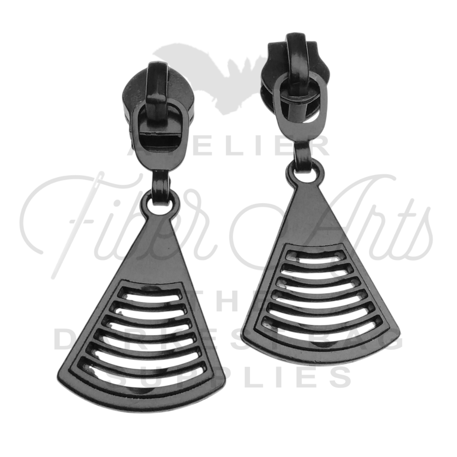 #5 Biggest Fan Zipper Pulls in Matte Black at Atelier Fiber Arts
