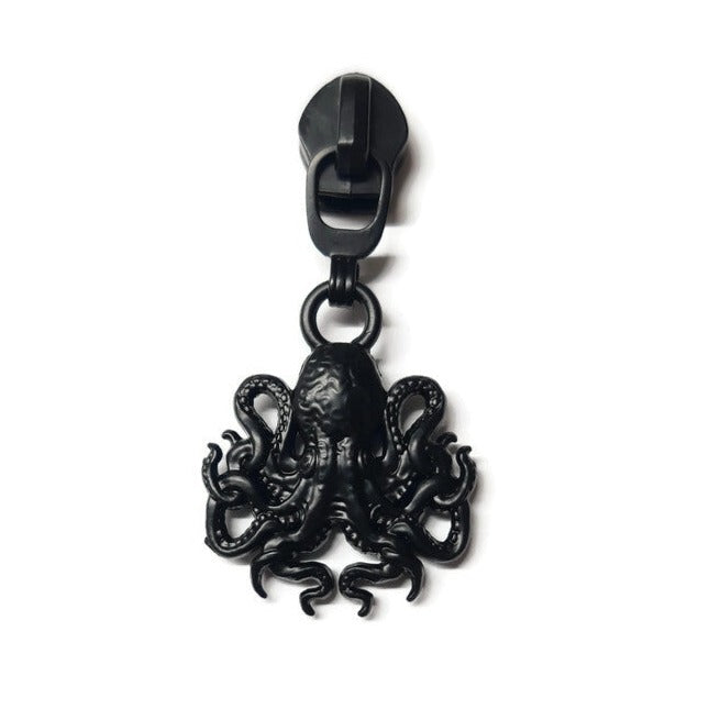 #5 Octopus Nylon Zipper Pulls Matte Black - 3pcs Atelier Fiber Arts