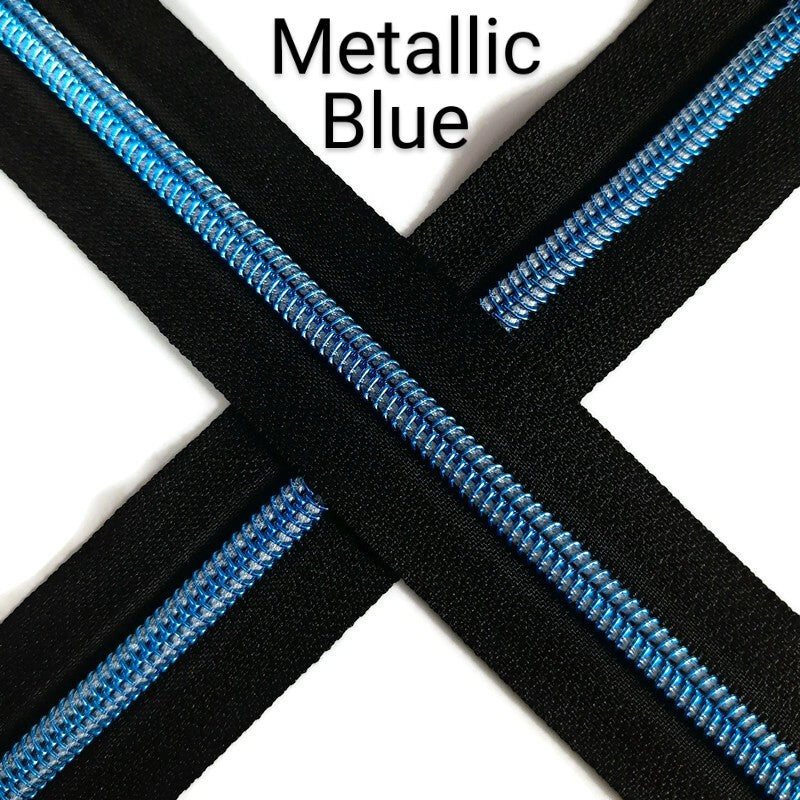 #5 Zipper - Metallic Blue - by the meter Default Title Atelier Fiber Arts