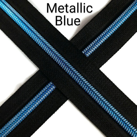#5 Zipper - Metallic Blue - by the meter - LAST CHANCE Default Title Atelier Fiber Arts