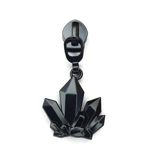 #5 Crystal Cluster Zipper Pulls in Matte Black at Atelier Fiber Arts