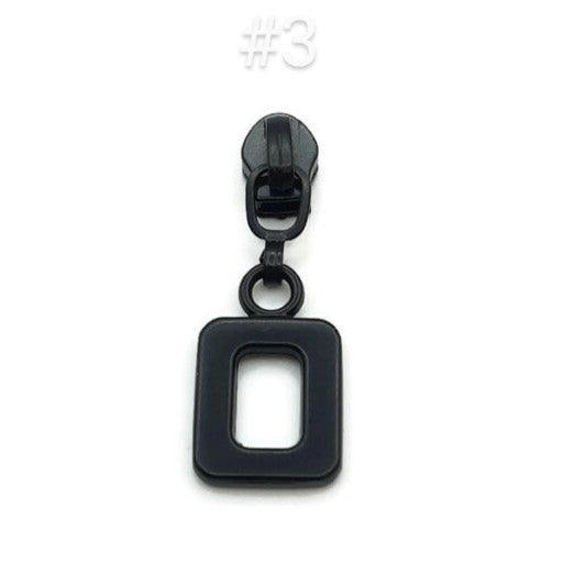 #3 Bulky Box Nylon Zipper Pulls Matte Black - 3pcs Atelier Fiber Arts
