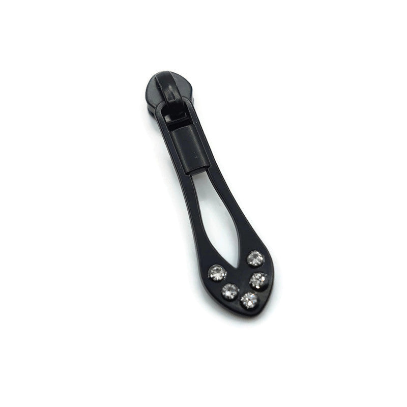 #3 Bedazzling Nylon Zipper Pulls Matte Black - 3pcs Atelier Fiber Arts