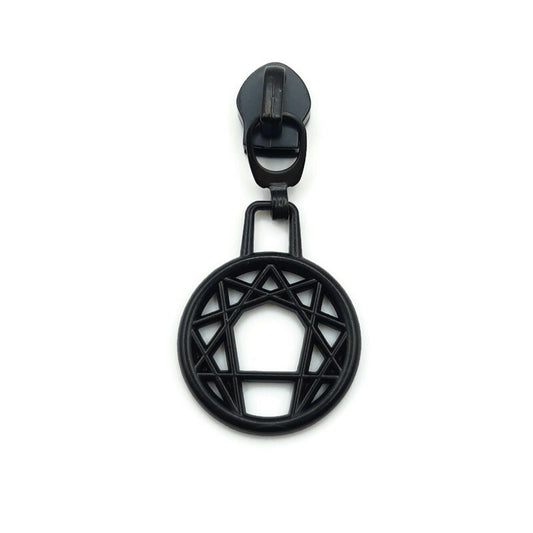 #5 Enneagram Nylon Zipper Pulls in Matte Black - 3pcs - LAST CHANCE Atelier Fiber Arts