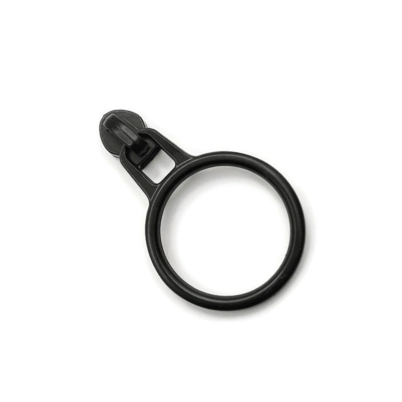 #3 Large Ring Nylon Zipper Pulls Matte Black - 3pcs Atelier Fiber Arts
