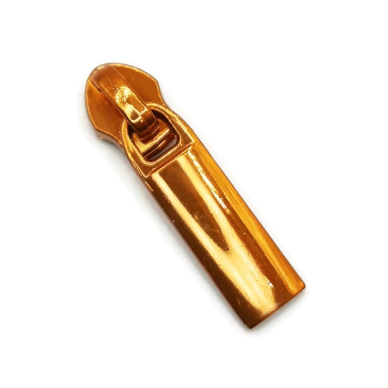 #5 Classic Style Nylon Zipper Pull Metallic ORANGE - 3pcs Atelier Fiber Arts