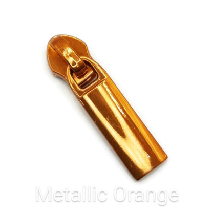 #5 Classic Style Nylon Zipper Pull Metallic ORANGE - 3pcs - LAST CHANCE Atelier Fiber Arts